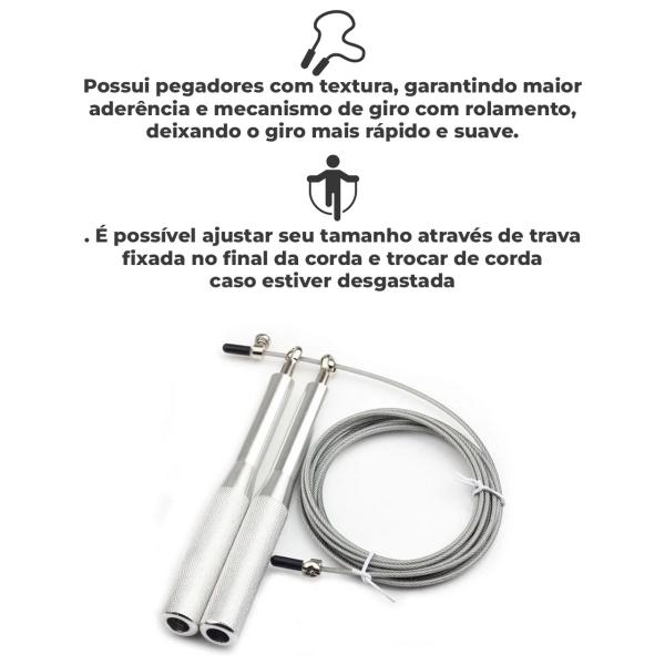 Imagem de Corda De Pular Para Treino Speed Rope Rolamento 3m Cabo De Aço