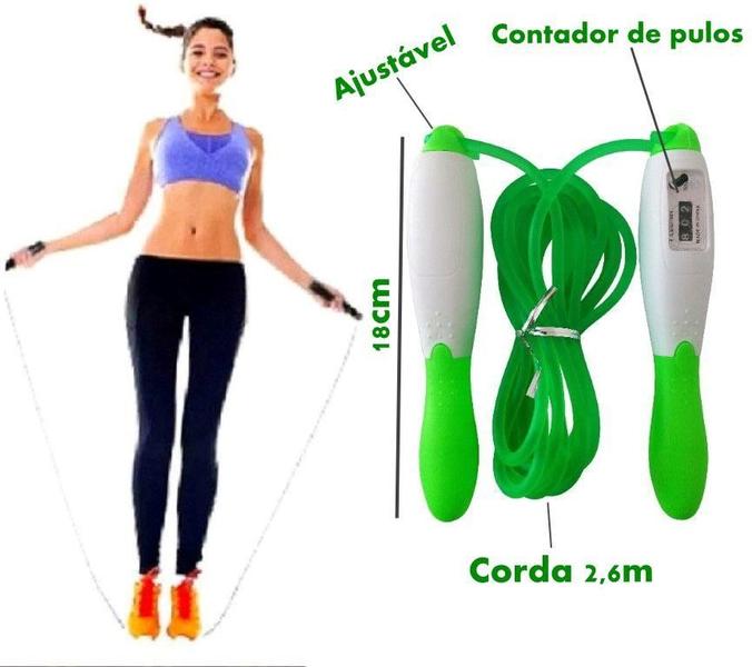 Imagem de Corda de pular profissional 2,6m fítness ajustável com contador de pulos para exercícios físicos academia