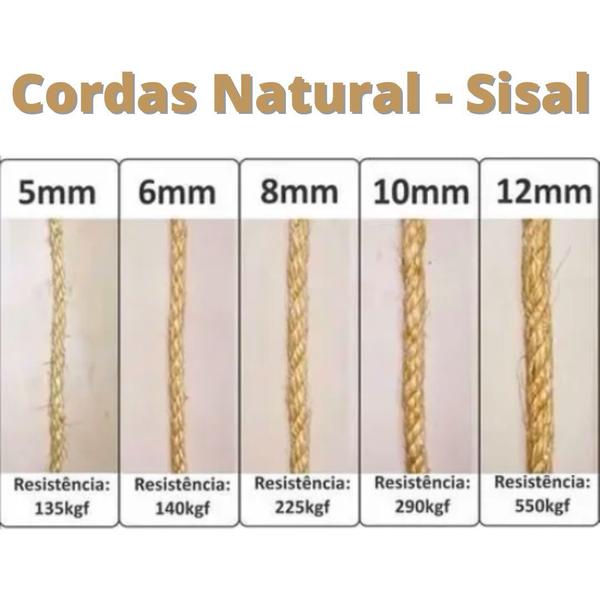 Imagem de Corda De Sisal 8mm 10 Metros Rasada Arranhador Para Gatos E Artesanato Em Geral