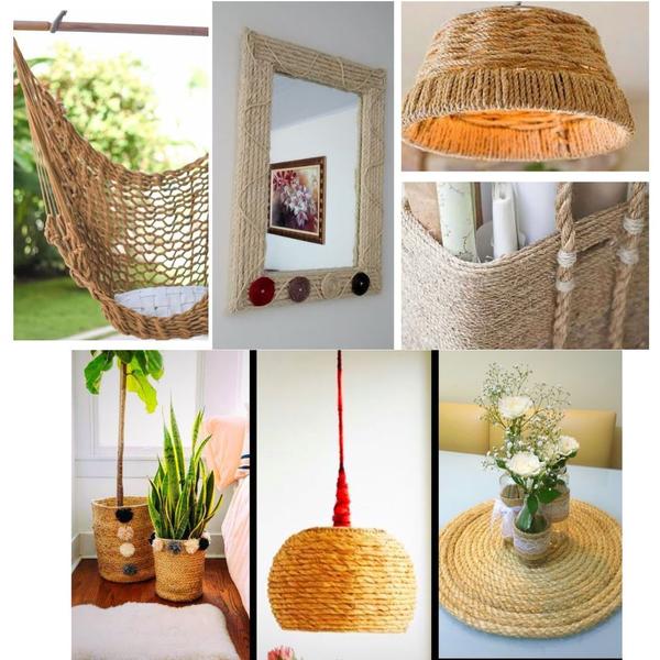 Imagem de Corda De Sisal 8mm 20mts Rasada Arranhador Gato E Artesanato Em Geral