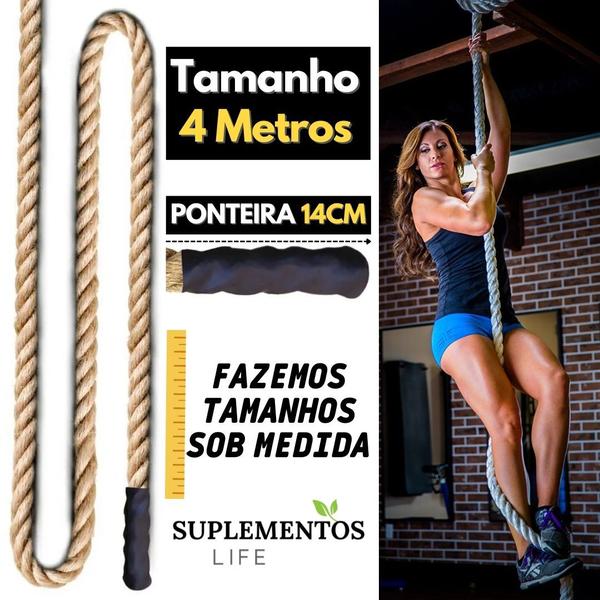 Imagem de Corda De Sisal Naval 32mm 4 Metros Exercício Funcional Rope Climb Escalada Academia