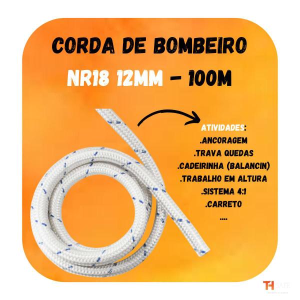 Imagem de Corda Nr18 Tipo Bombeiro 12mm Em Poliamida Rolo De 100m