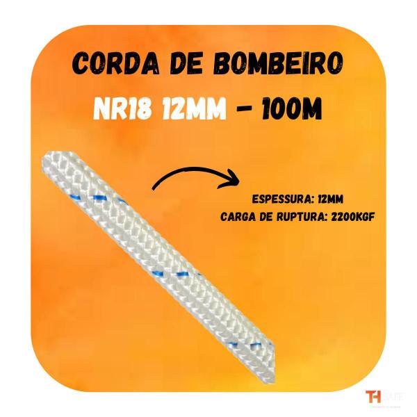 Imagem de Corda Nr18 Tipo Bombeiro 12mm Em Poliamida Rolo De 100m