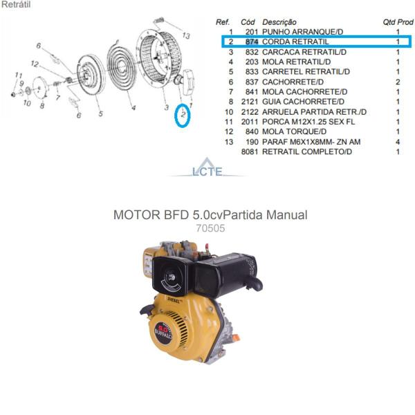 Imagem de Corda P/ Partida Retrátil Motor BFD(E)5.0cv Original Buffalo