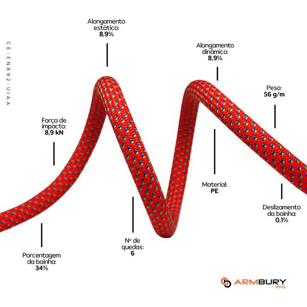 Imagem de Corda Para Escalada 9.4Mm X 70M Rage Vermelha - Armbury