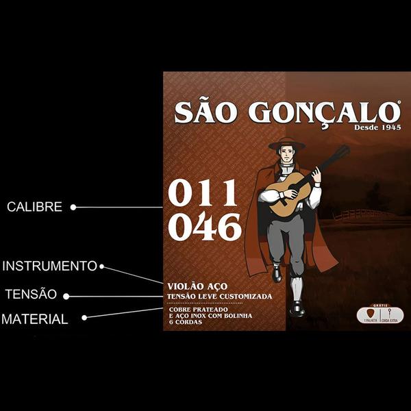 Imagem de Corda São Gonçalo P/ Violão Aço Tensão Leve Com Bolinha 011