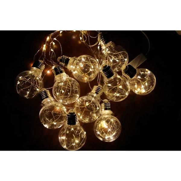 Imagem de Cordão 10 Lâmpadas Incandescentes C/100 Leds Branco Quente