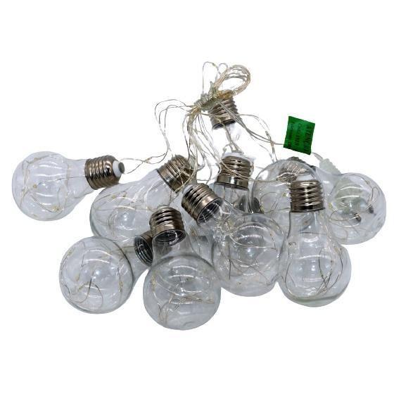 Imagem de Cordão 10 Lâmpadas Incandescentes C/100 Leds Branco Quente