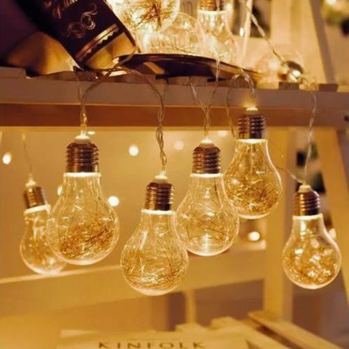 Imagem de Cordão 10 Lâmpadas Incandescentes C/100 Leds Branco Quente