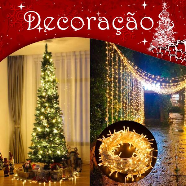 Cordão 100 Leds Luz Natal Fixo 10M Extensível Prova D'Água - Klizz Imagem de Cordão 100 Leds Luz Natal Fixo 10M Extensível Prova D'Água