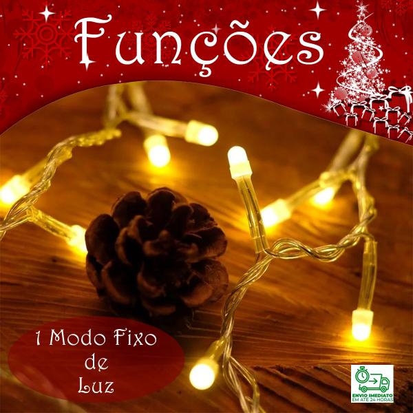 Cordão 100 Leds Luz Natal Fixo 10M Extensível Prova D'Água - Klizz Imagem de Cordão 100 Leds Luz Natal Fixo 10M Extensível Prova D'Água