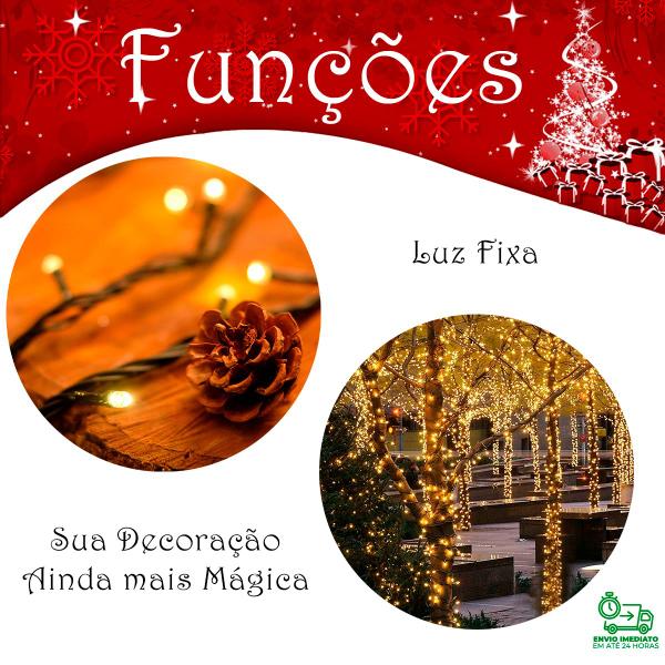 Cordão 100 Leds Luz Natal Fixo 10M Prova D'Água Extensível - Klizz Imagem de Cordão 100 Leds Luz Natal Fixo 10M Prova D'Água Extensível