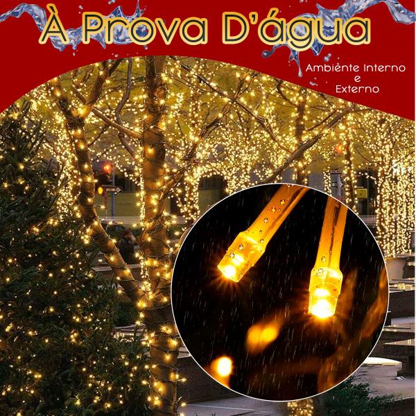 Cordão 100 Leds Luz Natal Fixo 10M Prova D'Água Extensível - Klizz Imagem de Cordão 100 Leds Luz Natal Fixo 10M Prova D'Água Extensível