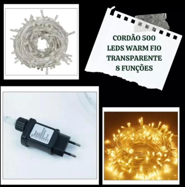 Imagem de Cordão 500 leds Pisca Pisca Natalino 8 funções 50 metros Bivolt