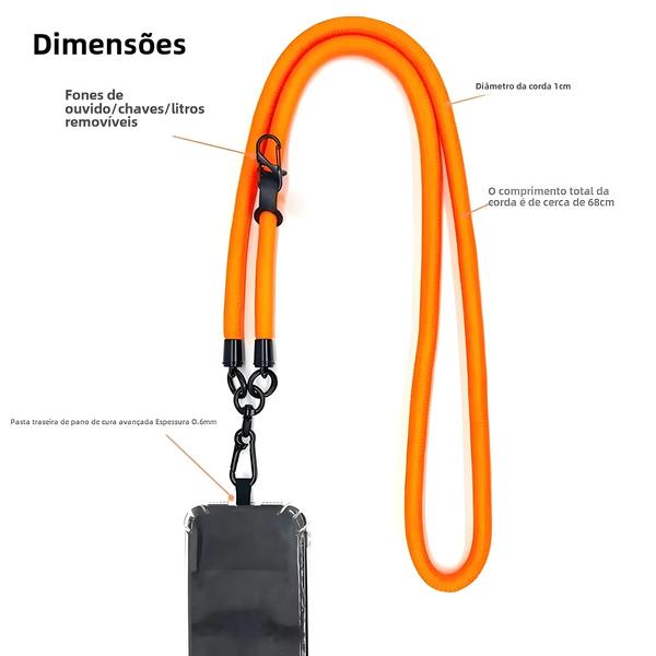 Imagem de Cordão Ajustável para Celular com Alça de Pescoço - Crossbody