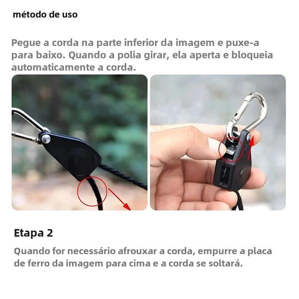 Imagem de Cordão Ajustável para Toldo de 8 Polegadas (4 Peças) - Corda de Vento para Barraca com Polia