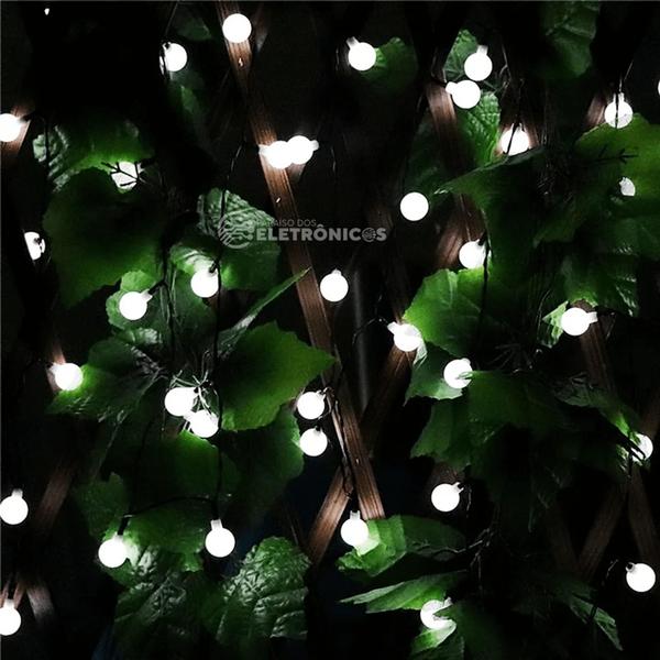 Imagem de Cordão Bolinha 100 LEDs Branco 8 Funções 127v 8m Decoração Natal Festa 601