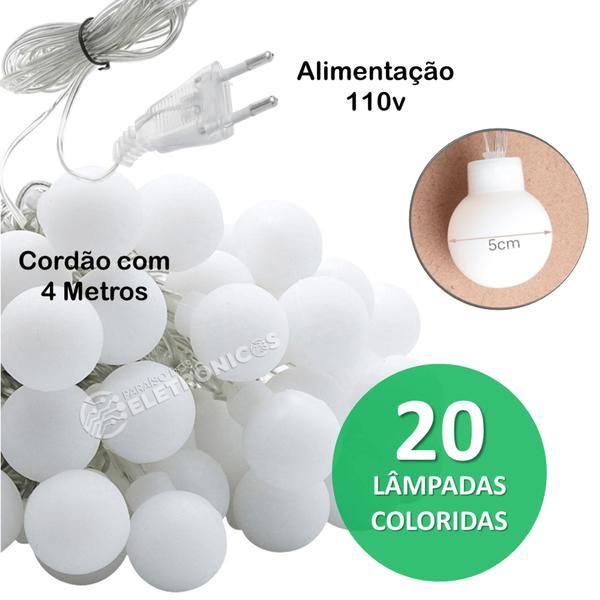 Imagem de Cordão Com 20 Lâmpadas Led Colorido Lindos Efeitos Para Casamento Aniversario - 607