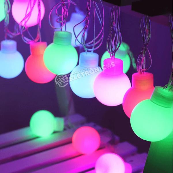 Imagem de Cordão Com 20 Lâmpadas Led Colorido Lindos Efeitos Para Casamento Aniversario - 607