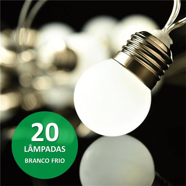 Imagem de Cordão De Lâmpadas 20 Led Bolinhas Branco-frio 4mts Alto Bilho eventos de Natal  - 801