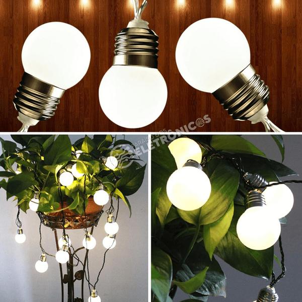 Imagem de Cordão De Lâmpadas 20 Led Bolinhas Branco-frio 4mts Alto Bilho eventos de Natal  - 801