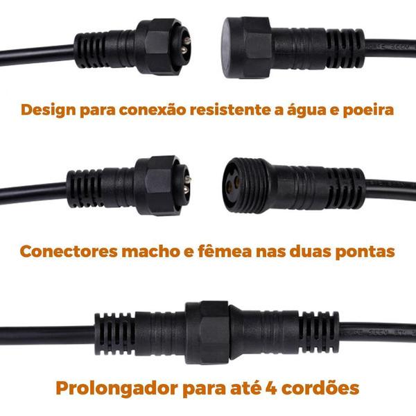 Imagem de Cordão De Lâmpadas Varal Luzes 4,6M 8 Soquetes E27 Ip65