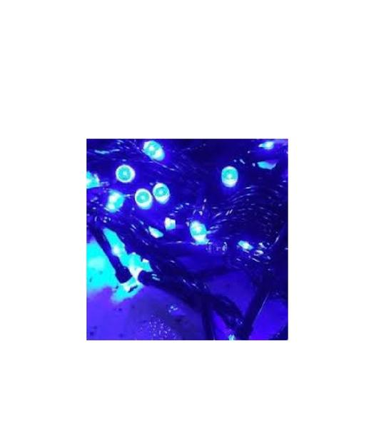 Imagem de cordao de led azul com 100 leds 10 metros  fixa fio verde 220v macho femea