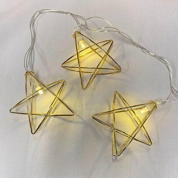 Cordão de Led Pisca Estrela 6,6cm - Branco Quente 2m 110V - 1 Unidade - Rizzo Imagem de Cordão de Led Pisca Estrela 6,6cm - Branco Quente 2m 110V - 1 Unidade - Rizzo