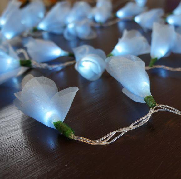 Imagem de Cordão de Luz Flor Organza Azul - 360cm