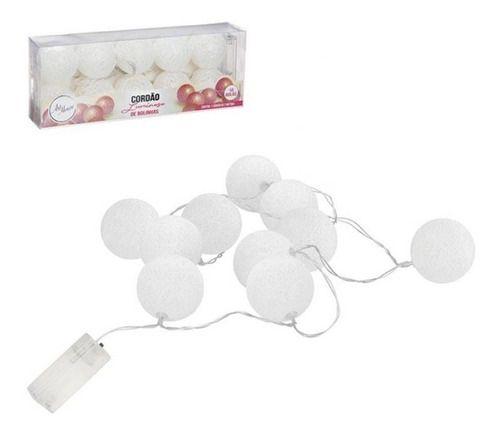 Imagem de  Cordão De Luz Lampada Led 10 Bolas Pilha Luxo Luminária