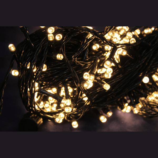 Imagem de Cordão de Natal 300 Leds Warm Fixo - Chibrali  LED AMARELO C/ FIO VERDE