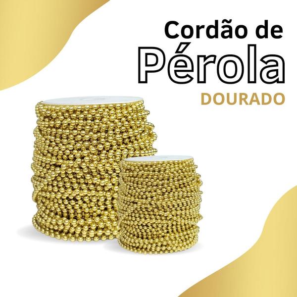 Imagem de Cordão De Pérola Dourada - 03 Mm Rolo Com 50 Metros - Nybc