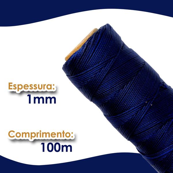 Imagem de Cordão Encerado 1mm - Fio Cordone Azul Marinho - 100 Metros - Nybc