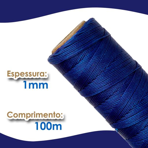 Imagem de Cordão Encerado 1mm - Fio Cordone Azul Royal - 100 Metros - Nybc