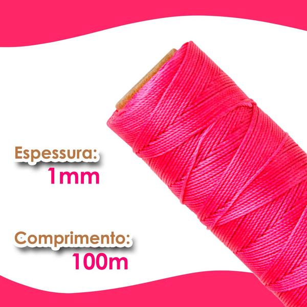 Imagem de Cordão Encerado 1mm - Fio Cordone Rosa Escuro - 100 Metros - Nybc