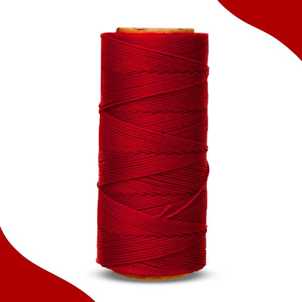 Imagem de Cordão Encerado 1mm - Fio Cordone Vermelho Cereja - 100 Metros - Nybc