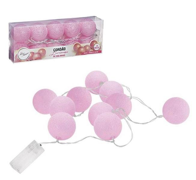 Cordão Fio Led Luminoso Bolinhas 10 Bolas 2 Metros - Rosa - Art House Imagem de Cordão Fio Led Luminoso Bolinhas 10 Bolas 2 Metros - Rosa
