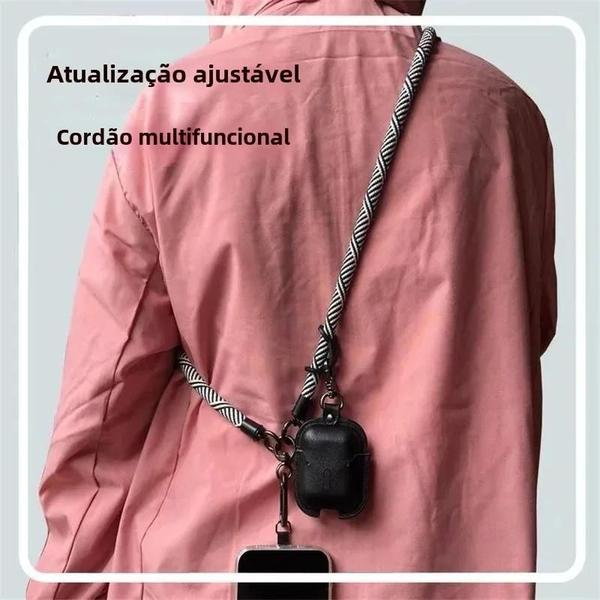 Imagem de Cordão Longo 8mm x 120cm para Celular - Alça de Ombro Destacável e Universal