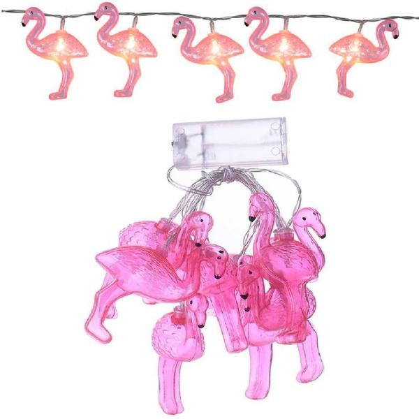 Imagem de Cordão Luminária Fio Luz Led 10 Lâmpadas Flamingo Decoração