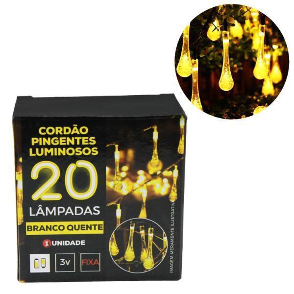 Imagem de Cordão Luminoso De Pingente De Gelo 20 Leds Branco Quente