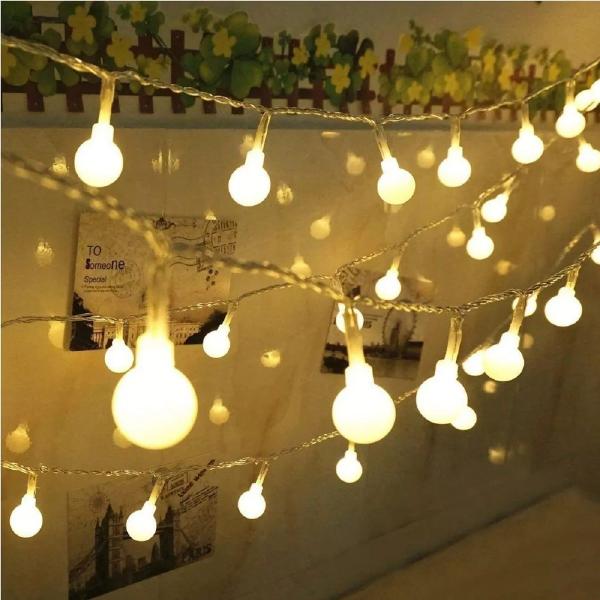 Imagem de Cordão Luminoso Fio LED 20 Bolas Luz Decoração 3m a Pilhas