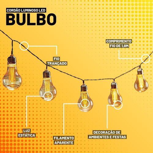 Imagem de Cordão Luminoso LED Taschibra Bulbo Filamento Aparente 1W