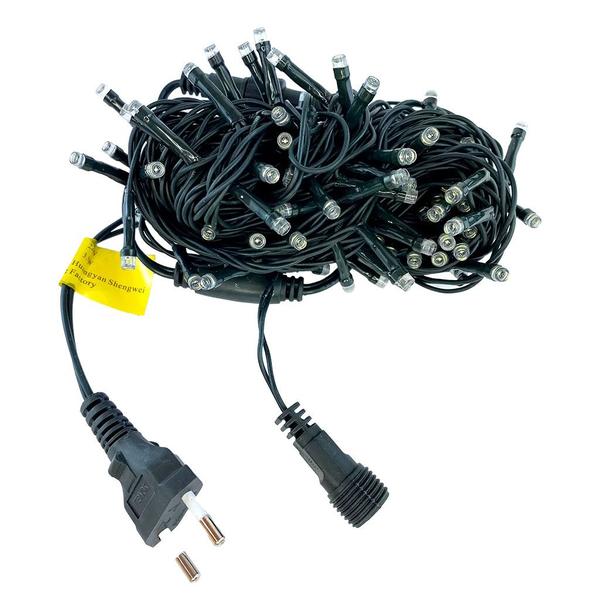 Imagem de Cordão Natal Pisca Pisca Fixo 100 Leds 10m Branco Frio 127V Uso Externo 14730-PL