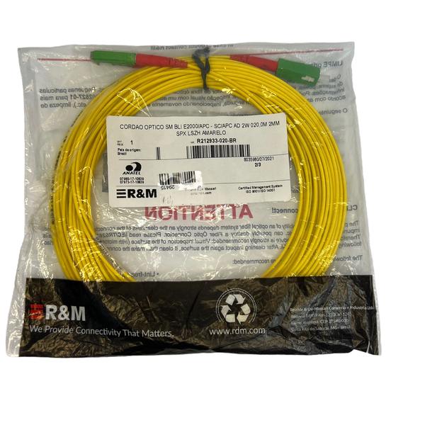 Imagem de Cordão Óptico E2000-apc Sc-apc 20m Sm 2mm Amarelo Lszh