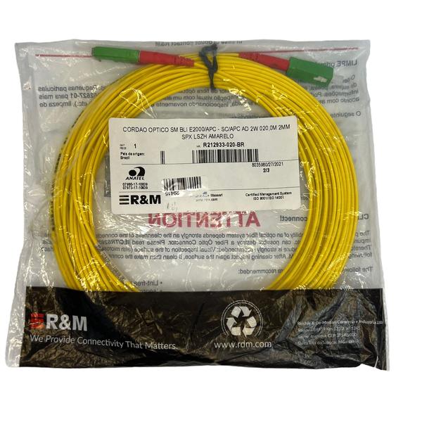 Imagem de Cordão Óptico E2000-apc Sc-apc 20m Sm 2mm Amarelo Lszh