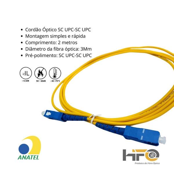 Imagem de Cordão Óptico Sc Upc Conectores Homologado P/Switches