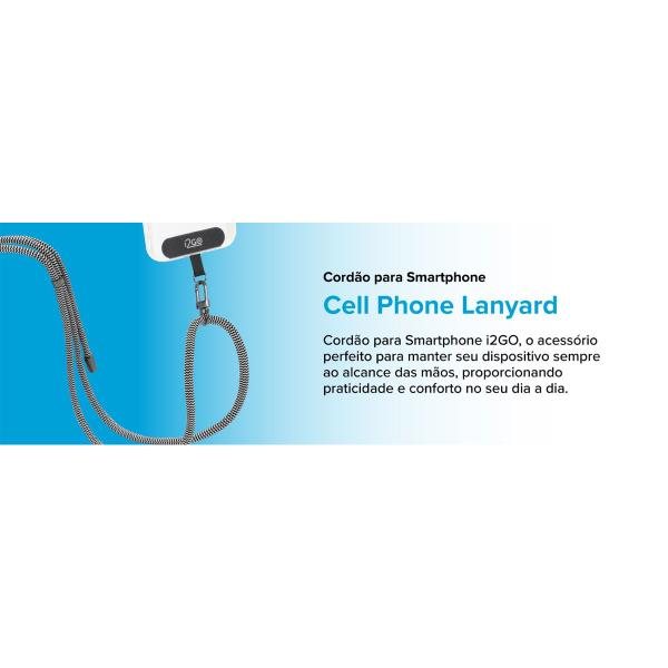 Imagem de Cordão Para Smartphone I2go - Cell Phone Lanyard - BRANCO COM PRETO