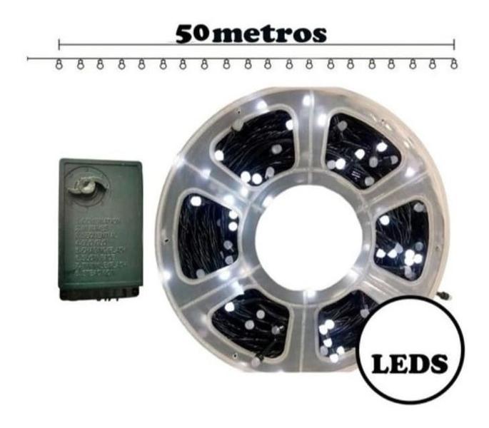 Imagem de Cordão Pisca 200 Led 8 Funções Fio Verde Rolo 50 M 110 V - Colorido