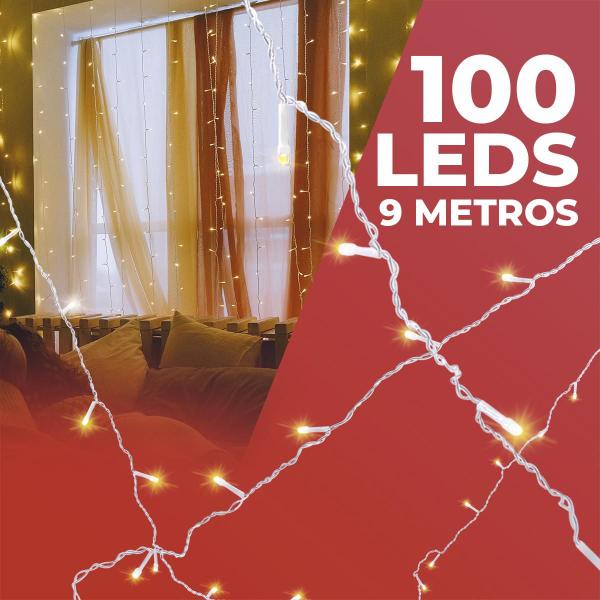 Imagem de Cordão Pisca Pisca De Led Para Decoração Natalina 9m 100leds 110V Quente