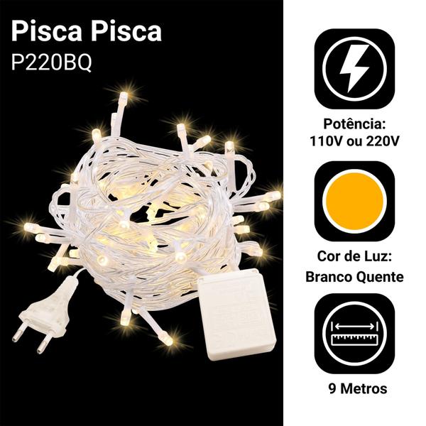 Imagem de Cordão Pisca Pisca De Led Para Decoração Natalina 9m 100leds 220v Quente